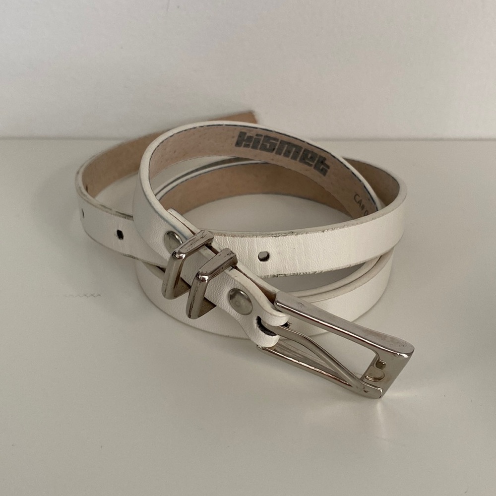 White leather belt